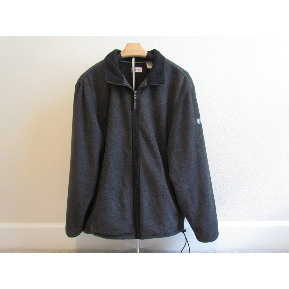 IZOD Fleece Jacket Size M Dark Gray PerformX Full Zip Mock Neck Gorpcore